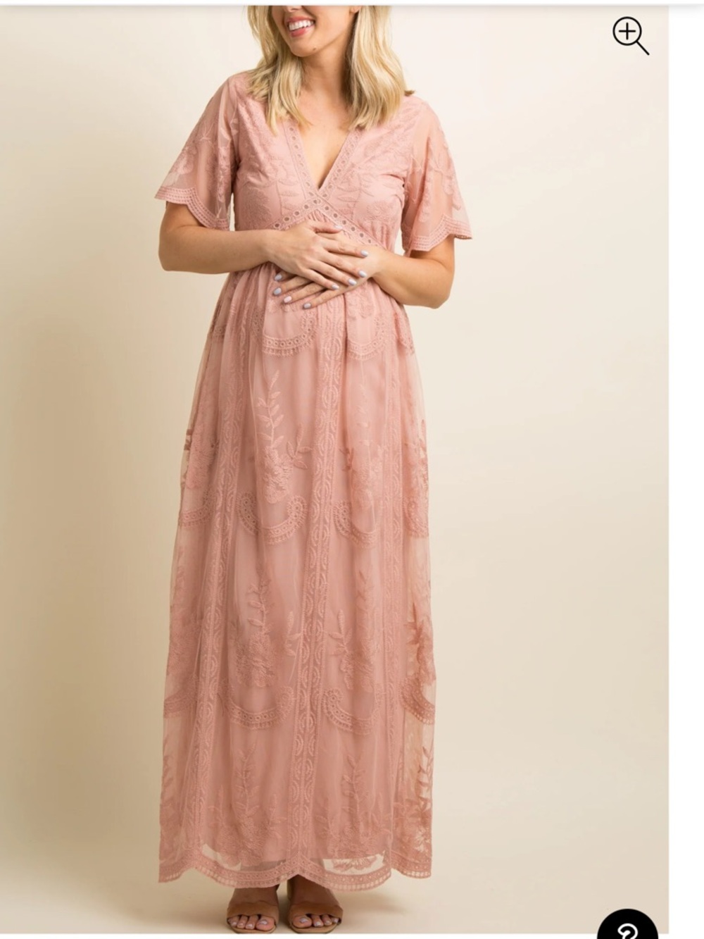 Pinkblush Dusty Rose Lace Dress with V-Neck Detail